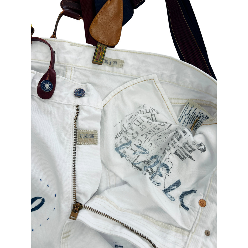 Polo Ralph Laure Jeans Men 867 36x30-Patchwork Distressed Upcycled graffiti - Picture 15 of 16